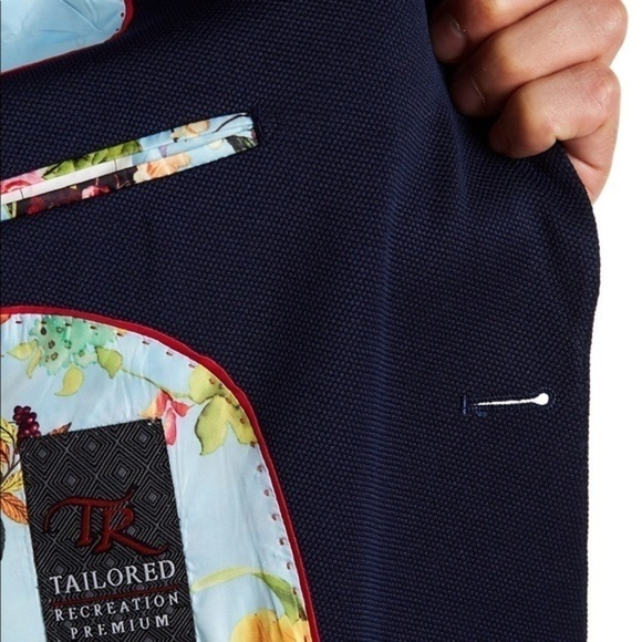 🏷️ 4/$25 TR Premium Slim Fit Textured Navy Sportcoat Blazer Jacket - Picture 3 of 6